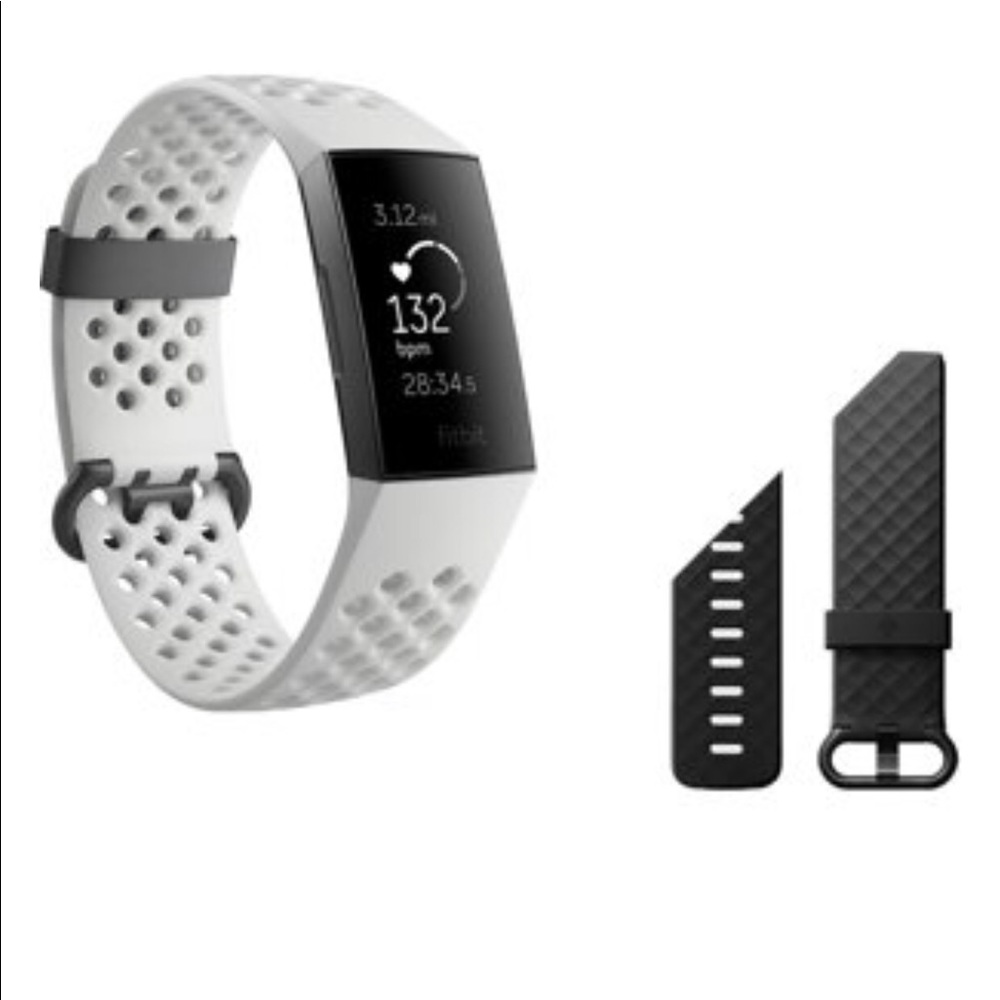 SOLD OUT - Spec Ed, Swimmer’s Charge 3 White Sport/Black Band &FitBit Pay.